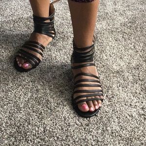 Black gladiator sandals